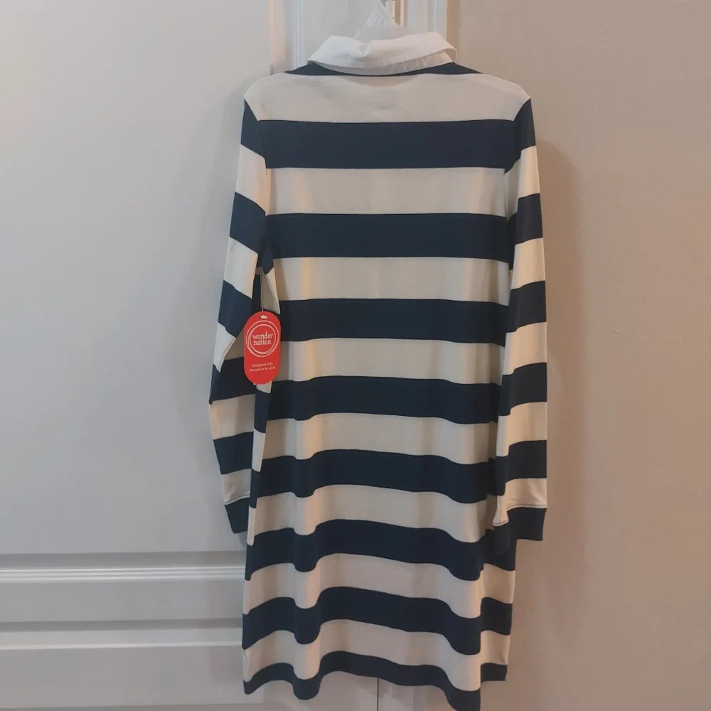 Wonder Nation Girls Navy Blue and White Striped Longsleeve Size XL 14/16 - Picture 12 of 13